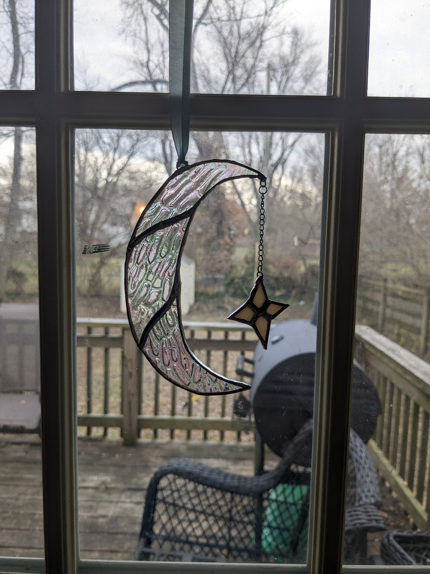 Handmade Moon Suncatcher with Star