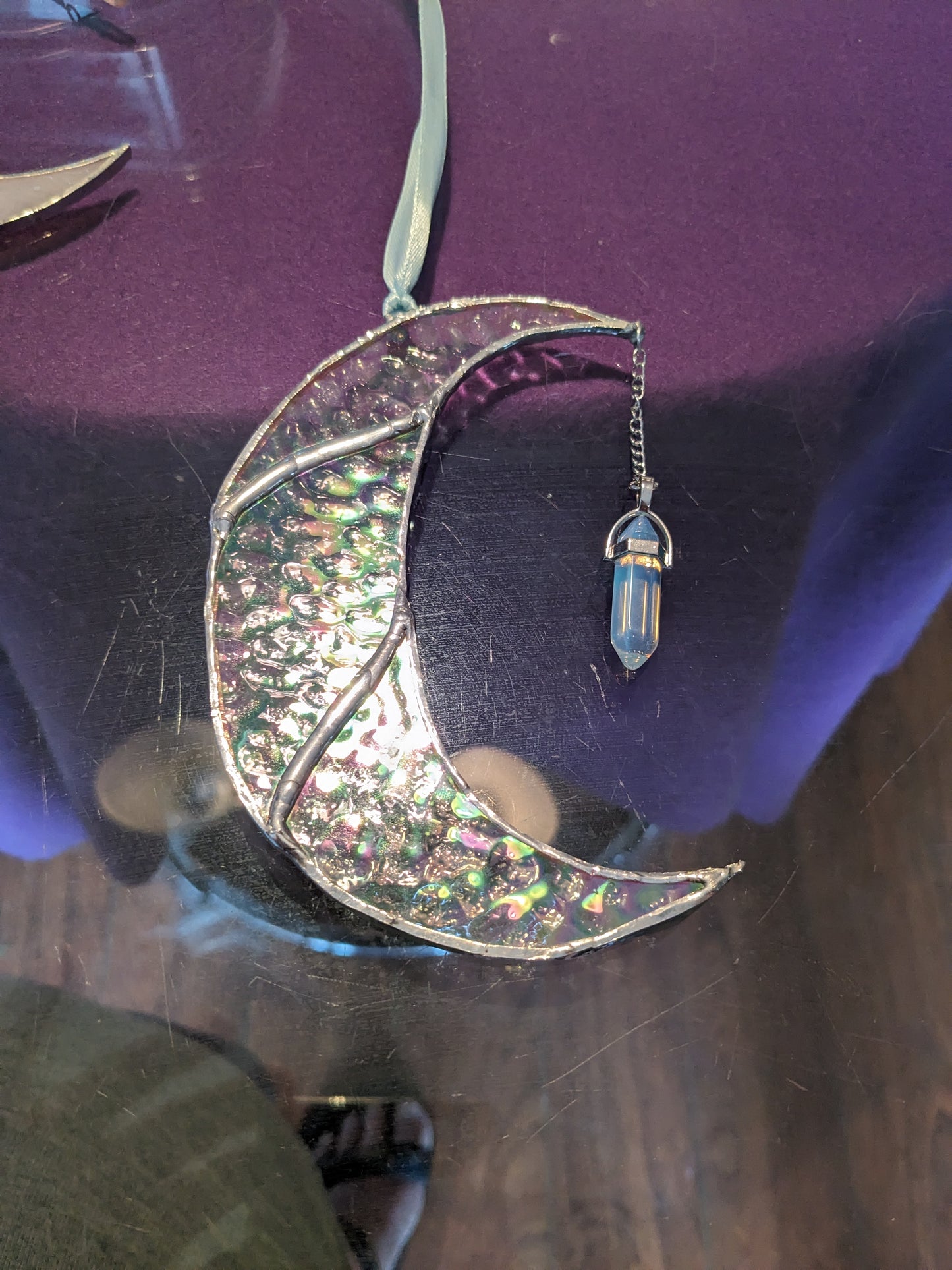 Handmade Moon Suncatcher with Crystal